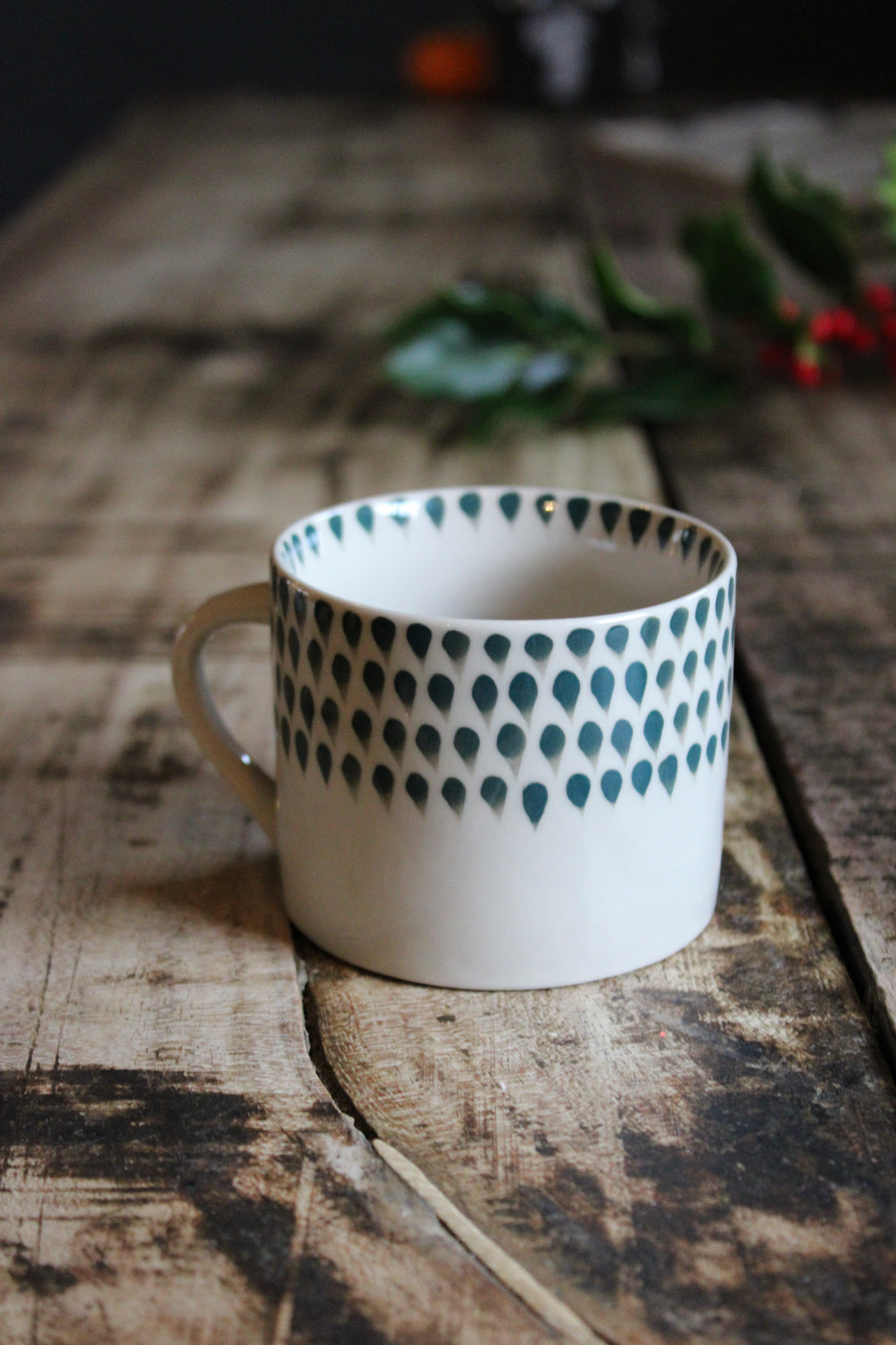 Indigo Drop Mug - Cream & Juniper Large/Small (Set of 2)